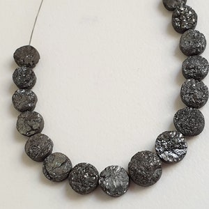 5.5-7mm Black Rough Diamond Discs, Black Diamond Tyre, Flat Back  Drilled Raw Diamond Button Shape For Jewelry (2IN To 4IN Options) - PPD748