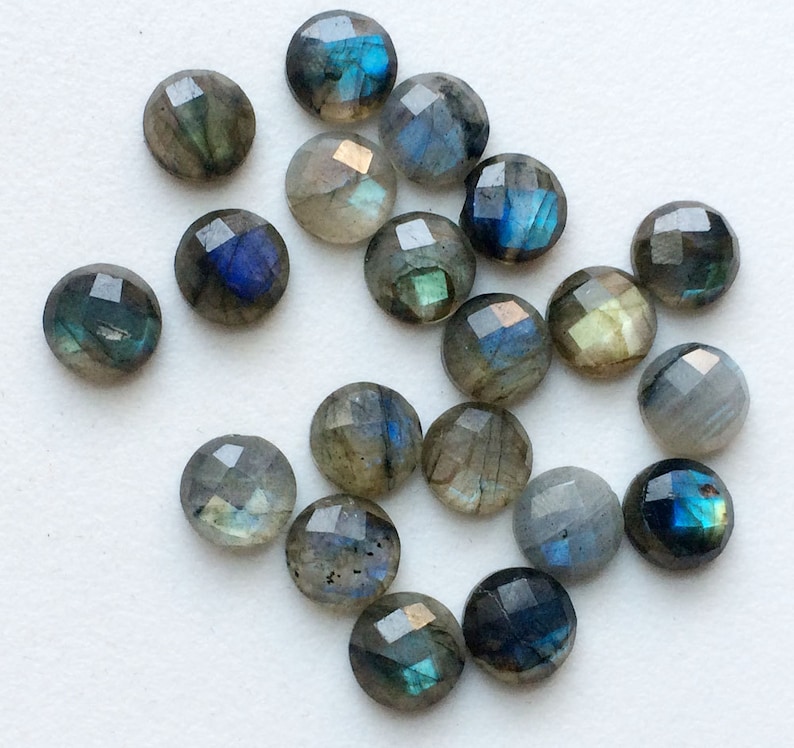 10mm Labradorite Rose Cut Round Flat Back Cabochons, Labradorite Flat Back Cabochons, Faceted Round Cabs For Jewelry 5pcs T0 10Pcs Options image 3