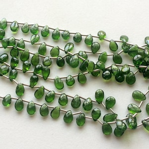 4x5mm - 6x10mm Green Diopside Plain Pear Beads, Natural Chrome Diopside Briolette Beads For Jewelry, 15 Pieces Tourmaline Pear - KS3673