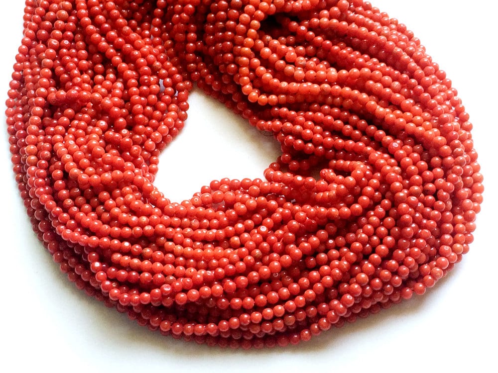 4 mm italienische Korallenperle, natürliche italienische Koralle, ursprüngliche Coral Plain runde Kugeln, Coral Plain Perlen für Schmuck (4 IN bis 16 IN Option) - ROMA82