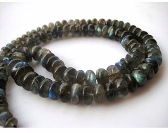 4.5mm To 6mm Labradorite Gemstone Plain Rondelle Beads, Blue Fire Gem Stone, Labradorite Rondelle Beads For Jewerly, (4.5IN To 9IN Options)
