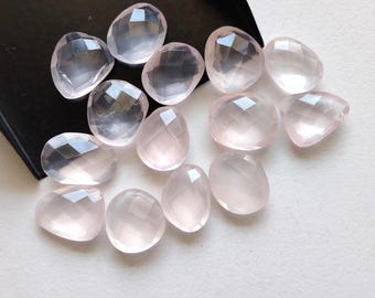12-14mm Rose Quartz Rose Cut Gemstones, Rose Quartz Faceted Both Side Gems, Rose Quartz For Jelwery (5Pcs To 10pcs Options) - NNP511