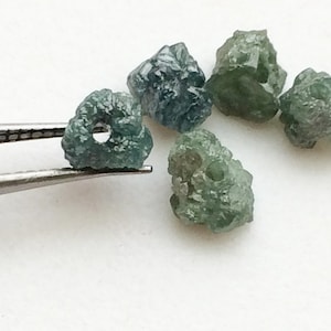 5-6mm Large Hole Bead, Blue Rough Diamond Beads, 1mm Drilled Blue Diamond Briolettes For Jewelry (1pc To 10Pc Options)  -  VICP1035