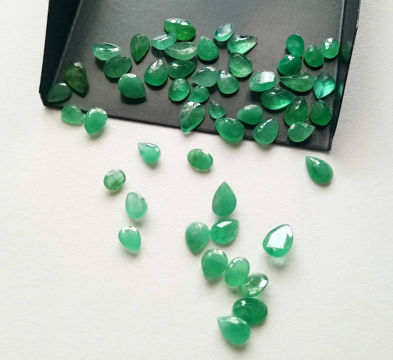 Oval /& Pear Shape Natural Emerald Gemstones Loose Emerald Cut stones 5.5X7.5mm WHOLESALE 10 Pcs Emerald Cut Stones PS5044 3.5X4.5mm