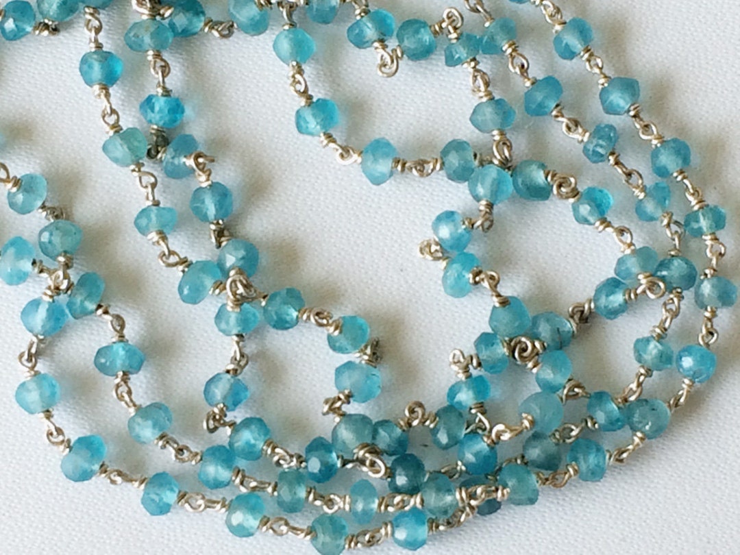 3mm Apatite Faceted Rondelle Beads in 925 Silver Wire Wrapped - Etsy