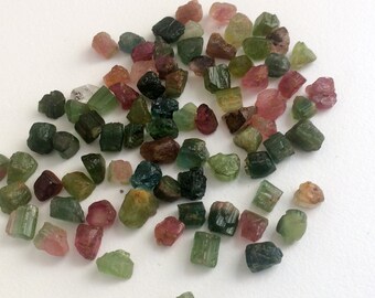 6-9mm Multi Tourmaline Raw Stones, Natural  Loose Multi Tourmaline Rough Sticks, Tourmaline For Jewelry (25Cts To 100Cts Options) - PDG23