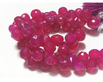 7.5-8mm Pink Chalcedony Onion Beads, Pink Onion Briolettes For Jewelry, Pink Chalcedony Faceted Onion Beads (4IN To 8IN Options)