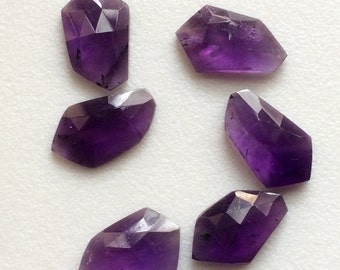14-16mm Amethyst Rose Cut, Purple Fancy Shape Flat Back Cabochons, Rose Cut Faceted Gemstones For Jewelry (5Pcs To 20Pcs Options) - BGP866
