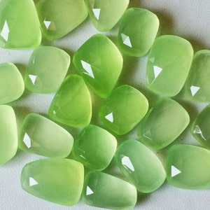 17-20mm Apple Green Chalcedony Cabochons, Green Chalcedony Rose Cut Flat Back Cabochons For Jewelry, Apple Cabochon 5Pcs To 10Pcs Options image 1