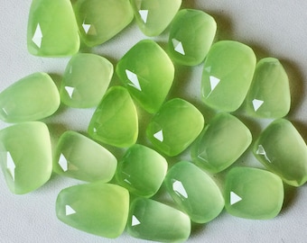 17-20mm Apple Green Chalcedony Cabochons, Green  Chalcedony Rose Cut Flat Back Cabochons For Jewelry, Apple Cabochon (5Pcs To 10Pcs Options)