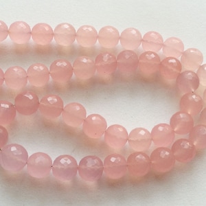 8-10mm Rose Pink Chalcedony Micro Faceted Round Beads, Pink Chalcedony Faceted Balls,  Pink Chalcedony Beads (11Pieces To 22Pieces Options)