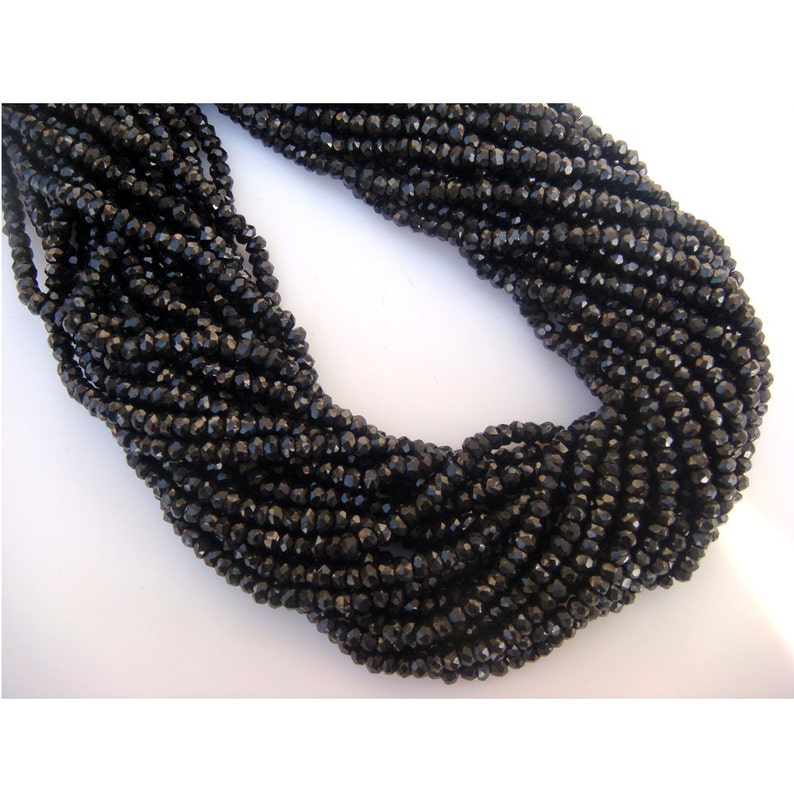 3mm 14 Inch Strand Black Spinel 3mm Micro Faceted Rondelles