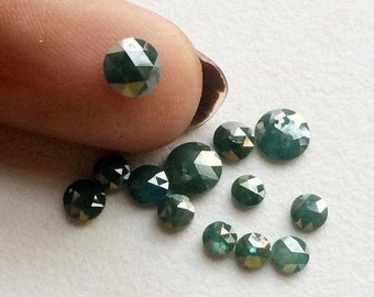 Natural 2.5-3mm Rare Round Flat Back Rose-Cut Diamond, Blue Rose Cut Diamond Cabochons for Engagement Ring/Jewelry (2Pcs To 8Pcs) - VICP993