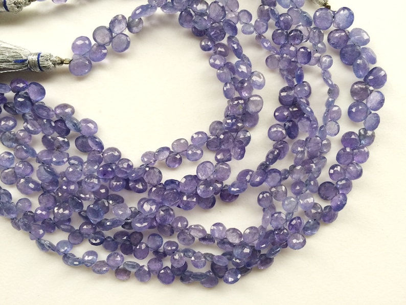 28 Pcs Tanzanite Beads Tanzanite Necklace Natural Tanzanite Faceted Heart Beads 4 Inch AGA87 5-6mm