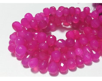 9x12mm Pink Chalcedony Tear Drop Beads, Chalcedony Briolette Beads, Pink Faceted Gemstones, Pink Chalcedony Drops (4IN To 8IN Options)