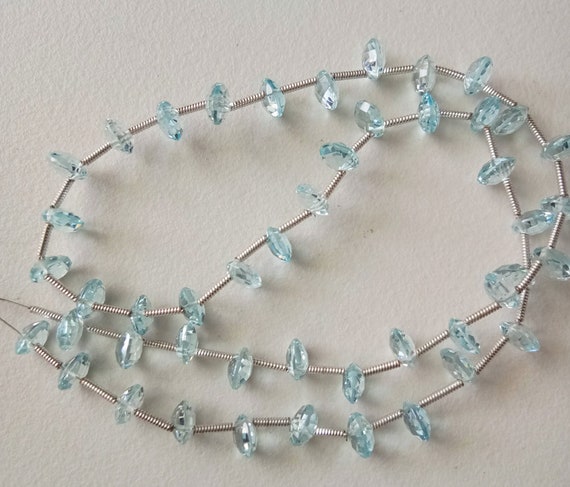 6mm Blue Topaz Beads, Natural Blue Topaz Faceted Coin Beads, Original Blue Topaz For Necklace, Topaz Jewelry (8IN To 16IN Options) - ANG110