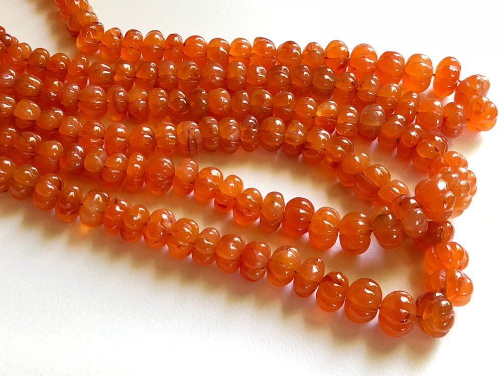 9-11mm Carnelian Melon Beads Natural Carnelian Hand Carved | Etsy
