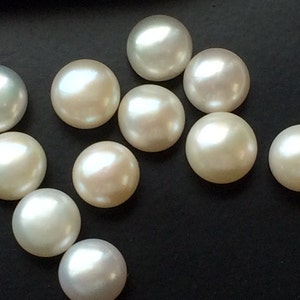 7mm Ivory Pearls, Natural Fresh Water Pearl Cabochons, Natural Pearls, Loose Flat Pearls For Jewelry (5Pcs To 10Pcs Options) - PG0222 image 1