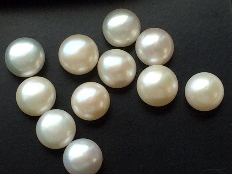 7mm Ivory Pearls, Natural Fresh Water Pearl Cabochons, Natural Pearls, Loose Flat Pearls For Jewelry (5Pcs To 10Pcs Options) - PG0222 image 1