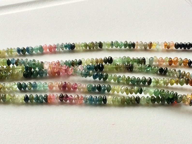 Multi Tourmaline Necklace 4.5mm Beads Tourmaline 8 Inch Strand Multi Tourmaline Rondelle Beads Green Tourmaline