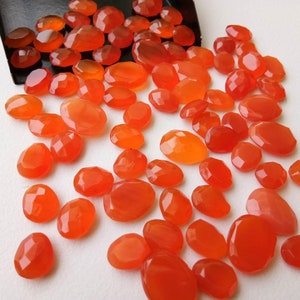 9mm Approx Carnelian Rose Cut Cabochons, Carnelian Rose Cut Flat Back Cabochons, Loose Carnelian Stones For Jewelry (5Pcs To 10Pcs Options)