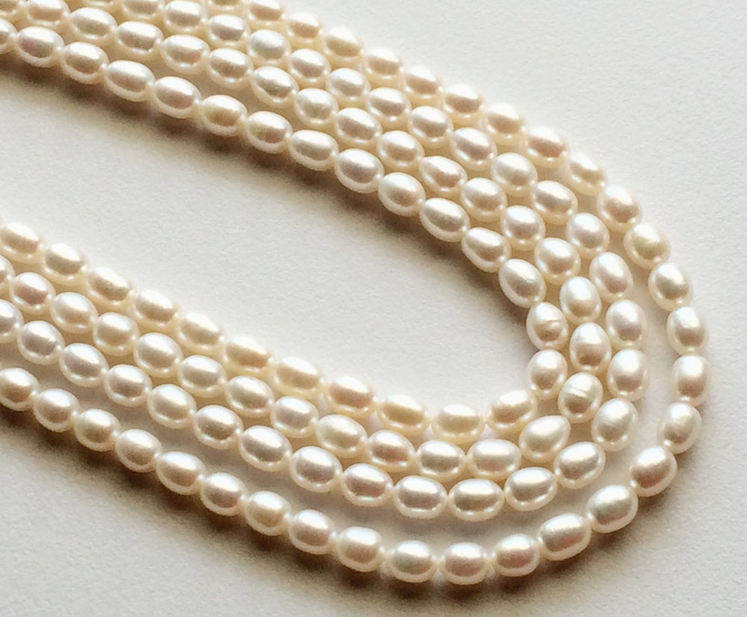 6.5mmx5.5mm Natural Pearls, Natural Fresh Water Rice Pearls, Ivory ...