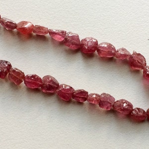 7-9mm Ruby Rough Strand, Ruby Beads, Rough Ruby Glass Filled Gemstones, Raw Ruby, Ruby Pink Beads For Jewelry 5IN To 15IN Options image 2