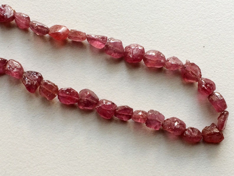 7-9mm Ruby Rough Strand, Ruby Beads, Rough Ruby Glass Filled Gemstones, Raw Ruby, Ruby Pink Beads For Jewelry 5IN To 15IN Options image 2