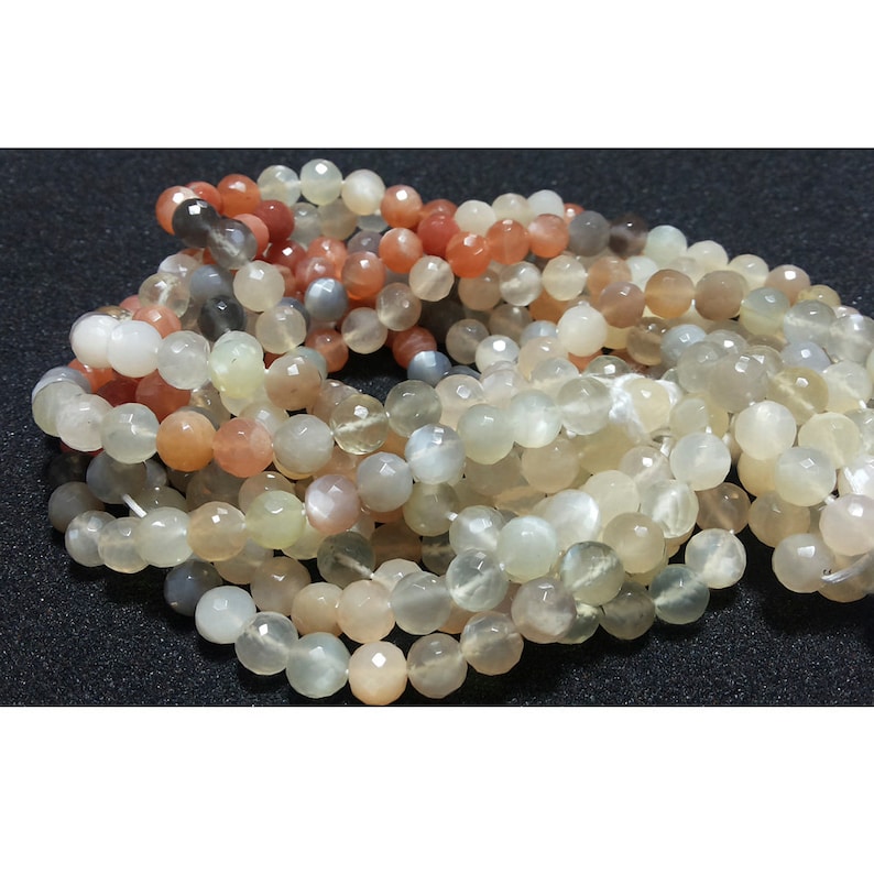 40 Pieces Approx Multi Moonstone Beads Multi Moonstone faceted Rondelles 6mm Beads 5 Strands WHOLESALE 9 Inch Strand