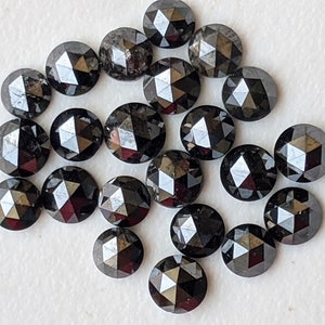 Rare Black Rose Cut Diamond Cabochons, 3.5-4mm Natural Round Flat Back Rose-Cut Diamonds for Engagement Ring/Jewelry (2Pcs To 4Pcs) - BRCD3