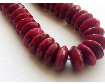 6-9mm Red Corundum Faceted Discs, Corundum German Cut Rondelles, Ruby Red Corundum Gemstone Beads For Jewelry (8IN To 16IN)