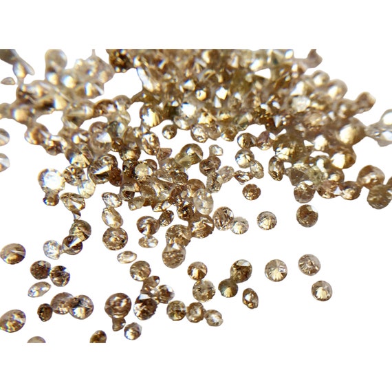 Melee Champagne Diamonds, NATURAL 1mm, Round Brilliant Cut