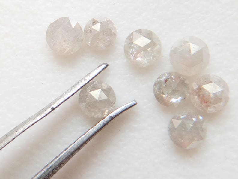 9 Pcs 2.9-2.4mm White Rose Cut Diamond DDP186 Rough Raw Diamond Loose Faceted Diamond Rare Natural White Luster Diamond Cabochon