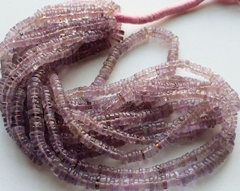 4.5-5mm Pink Amethyst Beads, Pink Amethyst Spacer Beads, Pink Amethyst Tyre Beads, Pink Amethyst For Jewelry (8IN To 16IN Options) - GOD3112