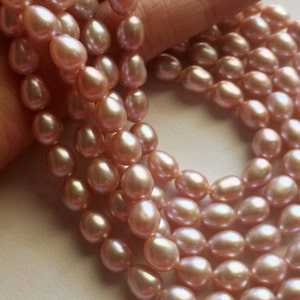7x6mm Rose Pink Color Natural Pearls, Natural Fresh Water Rice Pearls, Pearls For Jewelry, 25 Pieces Pink Pearls image 1