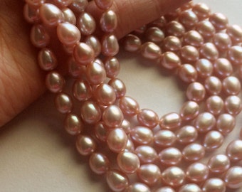 Perles naturelles de couleur Rose 7x6mm, perles de riz d'eau douce naturelles, perles pour bijoux, 25 pièces de perles roses