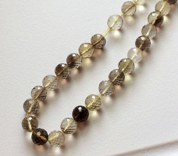 8.5mm Bio Lemon Quartz Beads, Shaded Lemon Quartz Micro