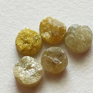 5-6mm Yellow Rough Diamond Discs, Natural Yellow Diamond Tyre, Diamond Studs, 1 Pc Raw Diamond Button Shape For Jewelry - DDP222
