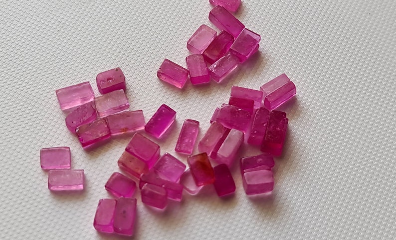 Rectangle Ruby Stone 5-7mm Ruby Smooth Rectangle Cabochons, Natural Pink Pink Plain ...