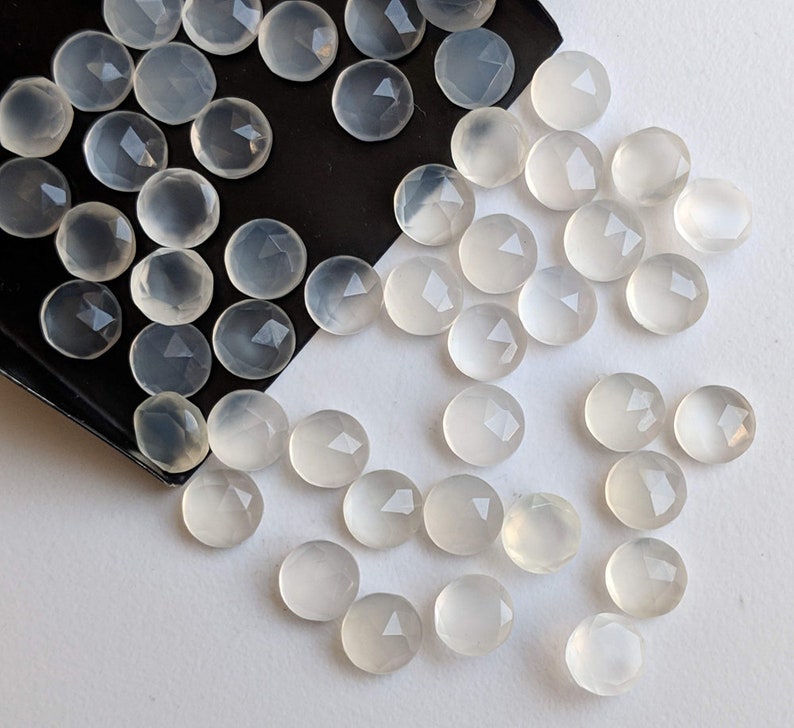 8.5mm White Chalcedony Rose Cut Round Cabochon Natural White | Etsy