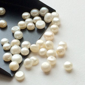 4-6mm Pearls, Ivory Pearls, Natural Fresh Water Pearl Cabochons, Natural Pearls, Loose Pearls, Flat Back Pearls 5Pcs To 50Pcs Options image 2
