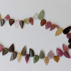 5x8mm - 6x12mm Multi Tourmaline Leaf Hand Carved Beads, Natural Multi Tourmaline Leaf Shape For Jewelry (10Pcs To 20Pcs Options) - PDG105