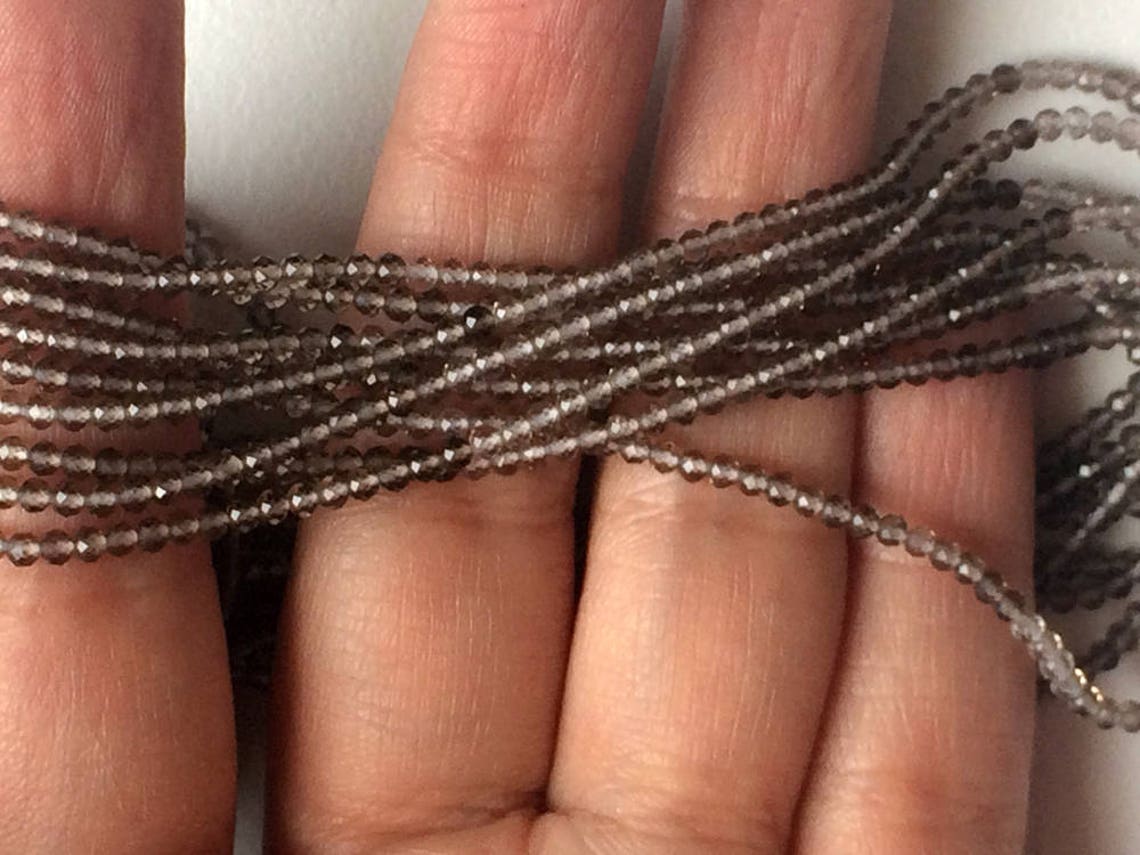 2-2.5mm Smoky Quartz Faceted Rondelle, 13 nch Shaded Smoky Quartz, Natural Smoky Quartz Mcro