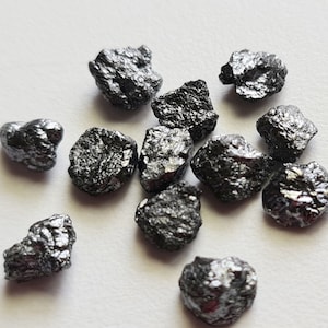 7.5-9mm Black Diamond, Flat Black Rough Diamond, Black Raw Diamond, Uncut Diamond Black Loose Diamond For Jewelry (1Pc To 2Pc Option)-PDD251