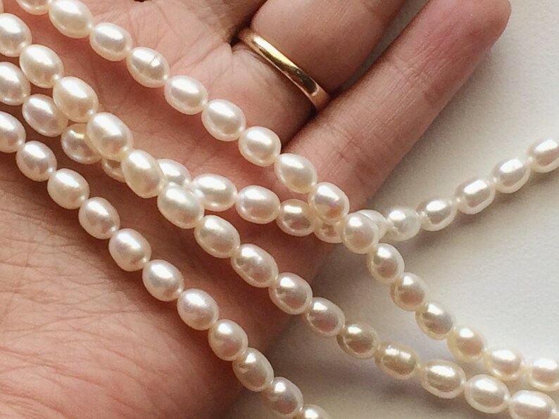 6.5mmx5.5mm Natural Pearls, Natural Fresh Water Rice Pearls, Ivory ...