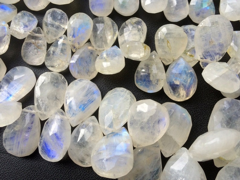36 Pcs 8 Inch Strand Rainbow Moonstone Necklace 11x14mm 14x17mm Rainbow Moonstone Beads Rainbow Moonstone Faceted Pear Beads