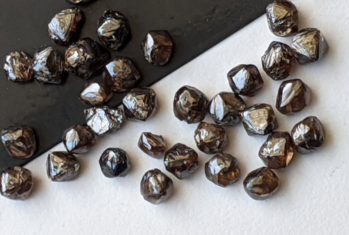 5-6mm Brown Raw Diamond Crystal, Natural Brown Rough Diamond Crystal, 2 ...