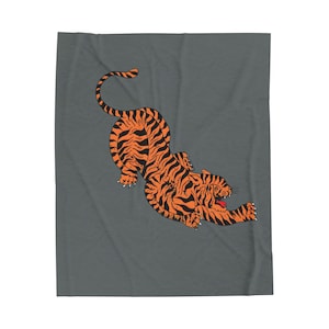Kuschelige Tagesdecke, Kuscheliger Tiger Print, Samt Tagesdecke, Tier Liebhaber Geschenk, Warmer Fleece Überwurf, Animal Print Bettwäsche