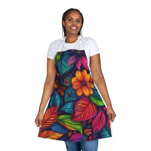 Vibrant Floral Apron, Colorful Cooking Gift, Artist Apron, Fun Kitchen Accessory, Perfect for Home Chefs, Mother&#39;s Day Gift