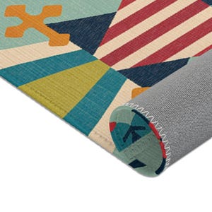 Tapis bohème : motif tribal d&#39;inspiration autochtone, décoration d&#39;intérieur vibrante